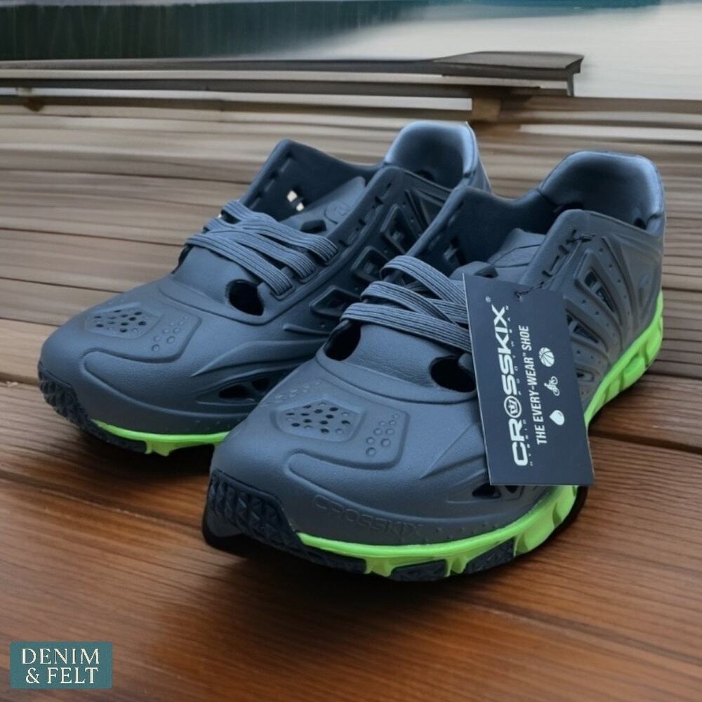 Crosskix APX Charcoal Lime Hybrid Water Shoes‎ Submersible Quick-Dry Sneakers